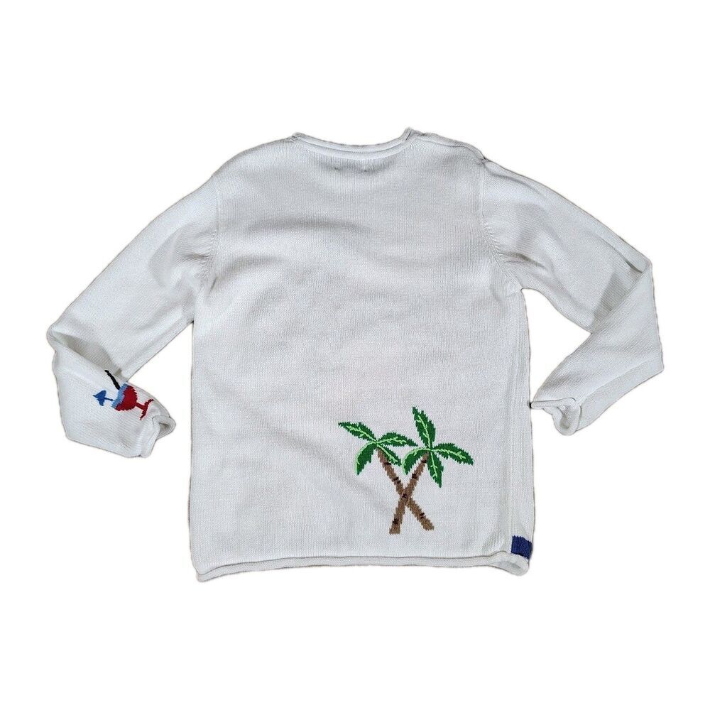 Quacker Factory Womens Coastal Grandma Cruise Ship Sweater M Palm Tree Beach - Picture 7 of 9